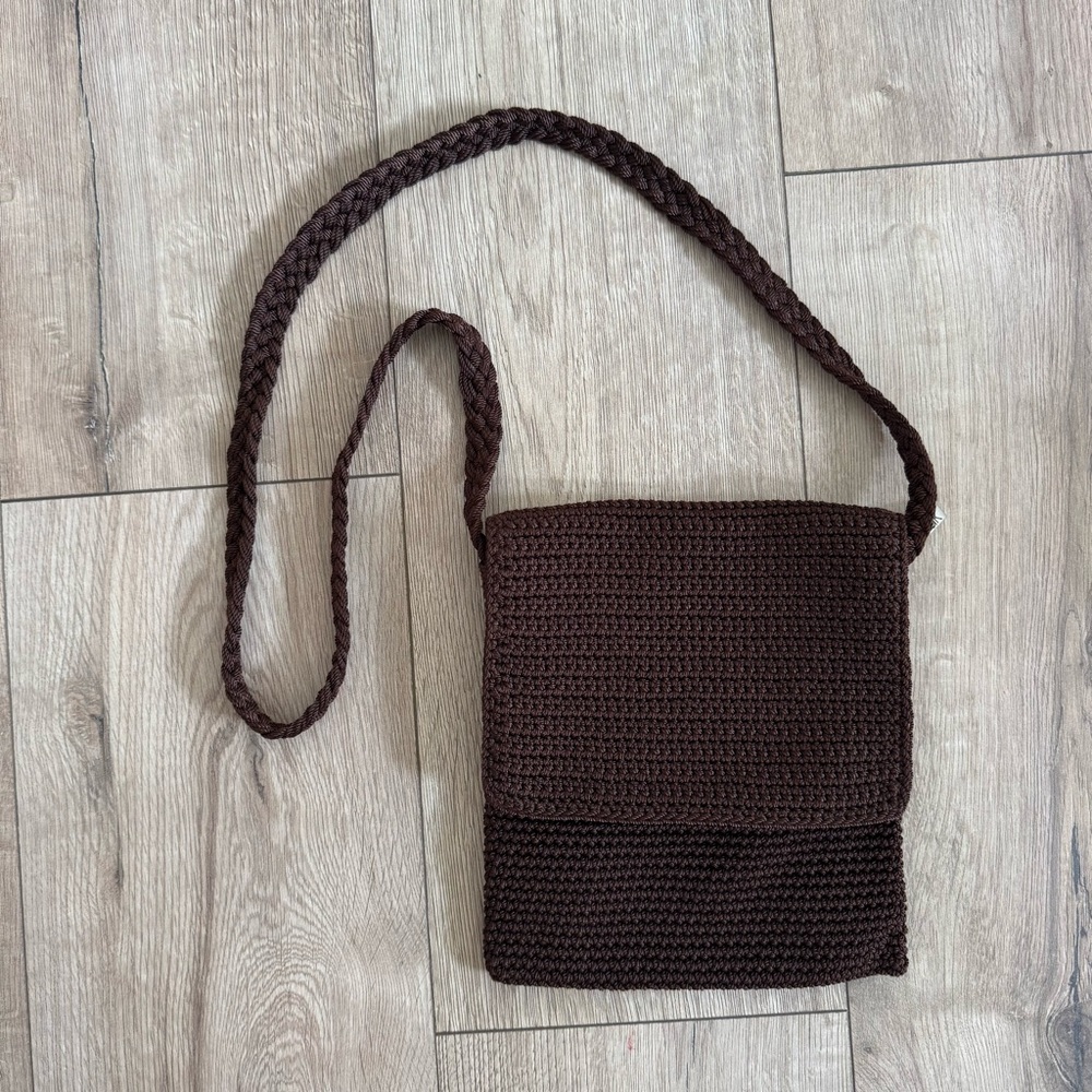 The SAK Crossbody Crochet Woven Bag Dark Chocolate Brown Boho